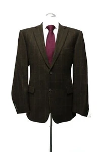 Andrew James Jacket Suit 26 Green Olive Checked Single Row 2-Knopf Virgin Wool - Picture 1 of 5