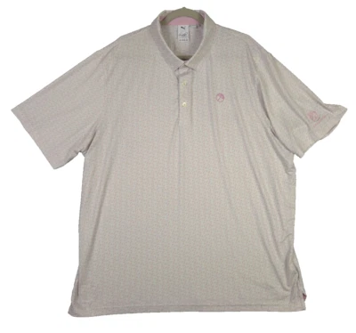 Polo de golf PUMA + Arnold Palmer Performance blanco/rosa paraguas XXL para hombre Foto 1 de 4