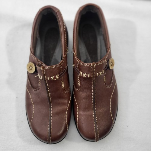 Clarks scarpe slip on da donna marroni in pelle 7M comfort