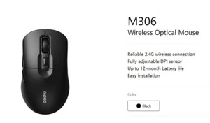 RAPOO M306 2.4 Wireless Optical Mice with Side FWD and Back Buttons. 12 Months L - Picture 1 of 1