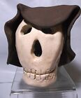 VTG 4.75" Halloween Skull Grim Reaper Head w Hoodie Greg Slutz Ceramic Figurine