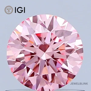 IGI Certified 0.68 Carat Fancy Vivid Pink IF Clarity Round CVD Lab Grown Diamond - Picture 1 of 18