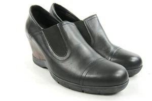 Black Leather SANITA Platform Clogs Mary Jane Shoes Sz 41 - Picture 1 of 6