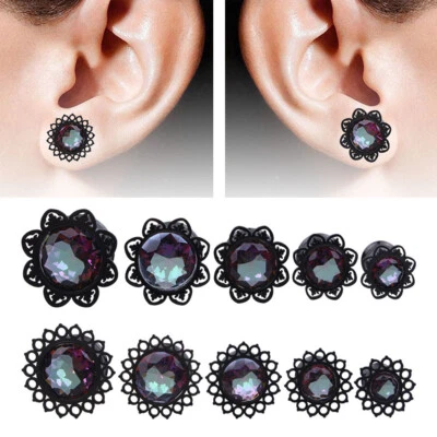 KIT 2 PIEZAS - MEDIDORES DE OREJA FLOR GEMA - TORNILLO TAPÓN DE OREJA CARNE OREJA TÚNEL Foto 1 de 4