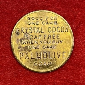 1920-1930c *THE PALMOLIVE-PEET CO.* CHICAGO {CRYSTAL-COCOA-SOAP-CAKE} TOKEN! - Picture 1 of 10