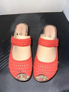 Jambu Sport Design Wedge Sandal red suede Open Toe size 7 M - Picture 1 of 7