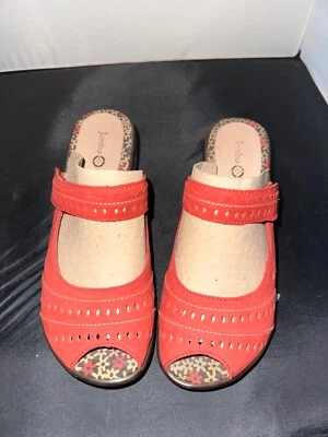 Sandalia de cuña Jambu Sport Design gamuza roja punta abierta talla 7 M Foto 1 de 4