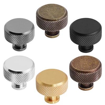 2x DecorAndDecor Amelia Knurled 35mm Round Kitchen Cabinet Furniture Knobs - Image 1 of 4