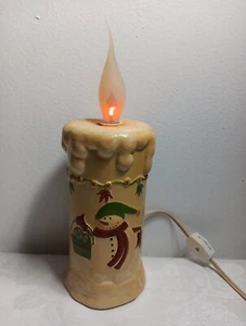 DEBBIE MUMM 2008 CHRISTMAS SNOWMAN FLICKER ELECTRIC CANDLE LAMP CERAMIC 9 1/2" T - Picture 1 of 12