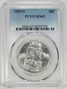 1953 S FRANKLIN HALBER DOLLAR 50C PCGS ZERTIFIZIERT MS 65 NEUWERTIG UNC (708) - Bild 1 von 4