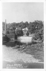 INV. H 1644 SPRINGFIELD, VT. REAL PHOTO POSTCARD , FALLS - Picture 1 of 2