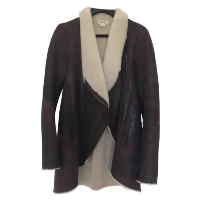 Authentic Helmut Lang 2017 coat in brown lambskin Women size L |since:2017-04-01 - Image 1 of 4