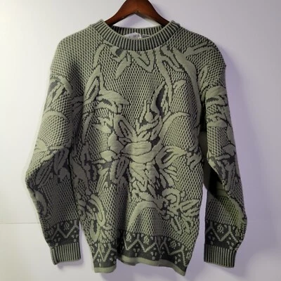 Suéter Tejido Texturizado Estilo Coogi Vintage Country Suburbans Talla PEQUEÑO Verde Ejército Foto 1 de 4
