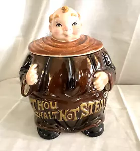 Vintage 1960s Monk/Friar Cookie Jar Thou Shalt Not Steal Japan RARE - Picture 1 of 12