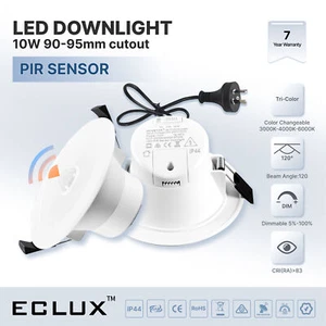 10W 360° Sensor Downlights 90mm 95mm Cutout Dim Tri color Non Dim Non Sensor SAA - Picture 1 of 20