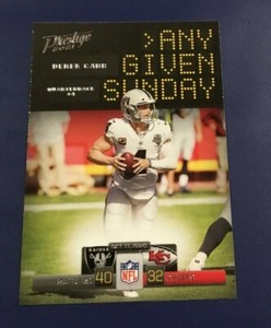 2021 Panini Prestige # AGS-DC DEREK CARR Any Given Sunday 40 to 32 vs Chiefs 
