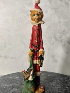 Holiday Kitty Cat Santa Claus With Sack and Presents - Resin - 8" tall - Picture 1 of 4