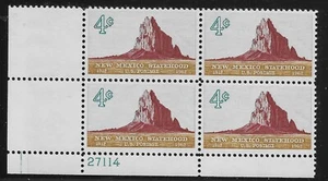 US Scott #1191, Plate Block #27114 1962 New Mexico 4c FVF MNH Lower Left - Picture 1 of 1
