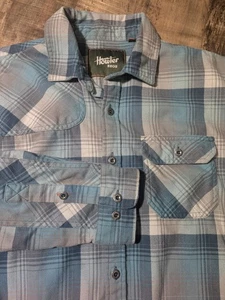 Howler Bros Long Sleeve Shirt Plaid Flanne Blue Gray Metal Button Up Men’s M - Picture 1 of 11