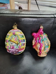 Christopher Radko Easter Bonanza Egg Basket, + Sugary Bunny Sweets Ornament - Picture 1 of 17