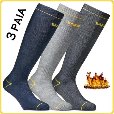 3 calze uomo DA LAVORO lunghe termiche RINFORZATE calzini invernali calzettoni - Immagine 1 di 4