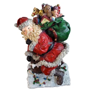 Vintage Resign Santa Claus Climbing Into Chimney with Toys Christmas Home Decor - Picture 1 of 7