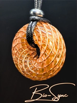 Phi Torus "Solar Merkaba" Vortex Energy Pendant, Golden Phenacite, RL Sunstone  - Image 1 of 3