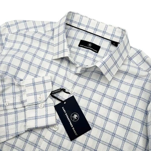 Hart Schaffner Marx Mens Size XL Dress Shirt Long Sleeve White Blue Plaid NWT - Picture 1 of 9