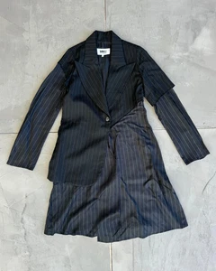 Maison Margiela Wool Viscose Asymmetric Pinstriped Blazer XS Women's - Picture 1 of 3
