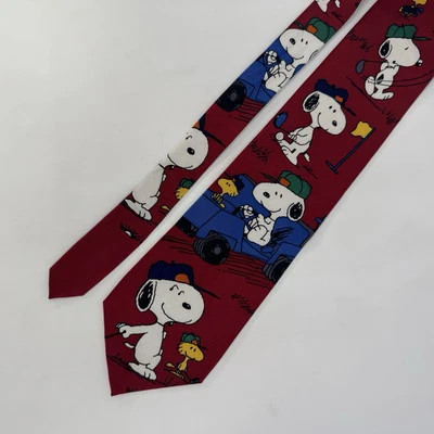 Corbata de golf Peanuts Snoopy para hombre Joe Golfista roja 100 % seda hecha en EE. UU. Foto 1 de 4