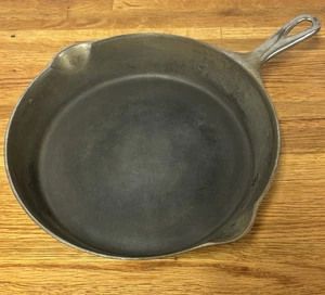 Antike Erie #8 vernickelte Gusseisen Pfanne 704H Pre-Griswold Heizring LESEN - Bild 1 von 9