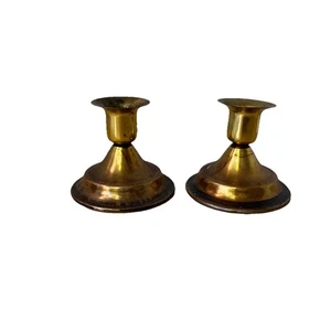 Messing? Niedriger rustikaler Kerzenständer Kerzenständer 2 Dekor - Bild 1 von 8