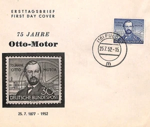GERMANY *Otto-Motor* 1952 FDC 30pf ILLUSTRATED First Day Cover GAS ENGINE YQ244 - Picture 1 of 12