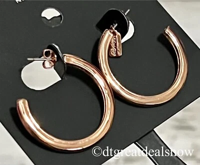 Coach Medium Signature Hoop Earrings Rose Gold Tone C9478 - Image 1 of 4