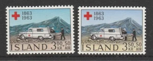 ICELAND 1963 RED CROSS Centenary MNH set - Ambulance vehicle  - Picture 1 of 1