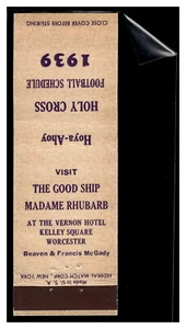 Calendario de fútbol Holy Cross 1939 Matchbook vintage - Imagen 1 de 2