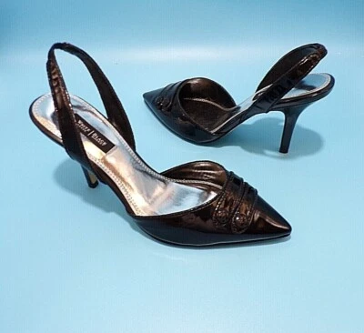 WHITE HOUSE BK MARKET SLING BACK BK PATENT LEATHER POINTE TOE HIGH HEELS SHOES 8 - Image 1 of 4