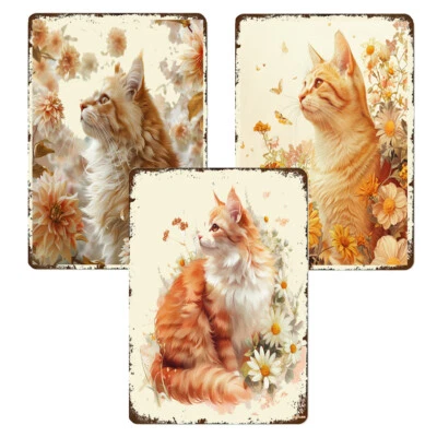 Juego de 3 imanes de gato atigrado naranja impresiones artísticas florales vintage regalo para amantes de los gatos 3x4" Foto 1 de 3