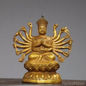 Asian Antiques Offering bronze gilded Buddha statues Zhunti Bodhisattva at - Picture 1 of 9