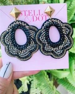 Stella and Dot Handwerker Gold SCHWARZE TAUBE Statement Ohrringe, Neu in Verpackung! - Bild 1 von 3