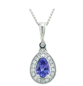 CERTIFIED 3.00 NATURAL TANZANITE 18KT SOLID WHITE GOLD PENDANT - Picture 1 of 2
