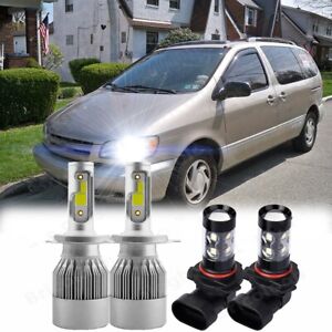 For Toyota Sienna 1998-2003 LED Headlight 6000K High/Low Beam + Fog Lights Bulbs