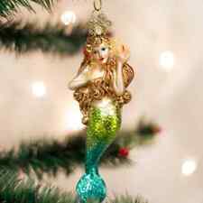 Mermaid Heart Old World Personalized Glass Christmas Ornament