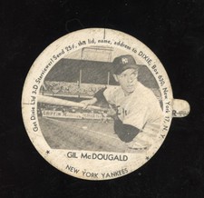 1954 Dixie Lids Gil McDougald with tab - Abbott's Ice Cream New York Yankees