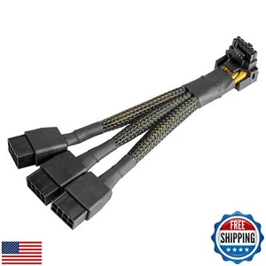 16Pin GPU Cable to 3X 8 Pin Pcie Extension - 16AWG PCIE 5.0 12VHPWR 600W 90 D - Afbeelding 1 van 5