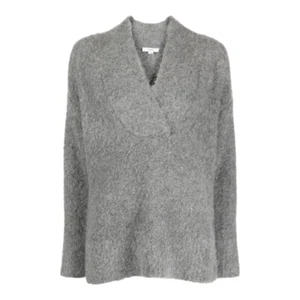 Suéter Vince Gris Prensado Cuello Chal Acogedor Gran Tamaño Mezcla Alpaca Para Mujer XS - Imagen 1 de 10