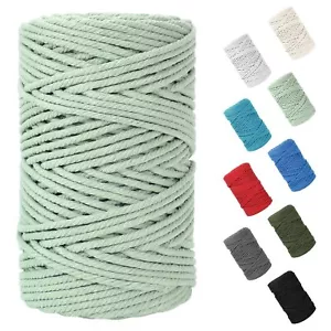 Macrame Cord 5mm x 109Yards 328FeetNatural Cotton Macrame Rope - 4 Strands Tw... - Picture 1 of 6