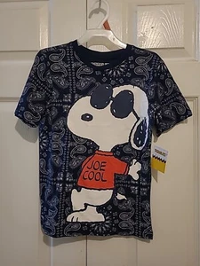 Peanuts Boys Navy Print "Cool Joe" Snoopy Pullover Shirt-Sz 8-New W/Tags - Picture 1 of 4