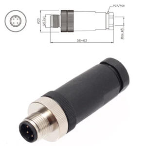 M12 Connector 8 Pins Sensor Adapter Male/Female Straight Waterproof PG7 PG9 Plug - Picture 1 of 7