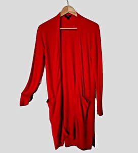 Red Halogen Open Front Long Cardigan Sweater with Pockets, Size Small - Picture 1 of 10